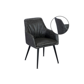 Oliver Grey Leather Dining Arm Chair - Grey