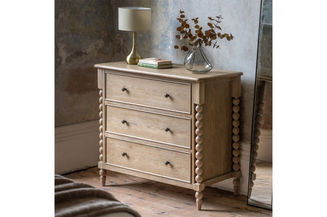 Gallery Direct Artisan Limewash Oak 3 Drawer Chest of Drawers - Oak