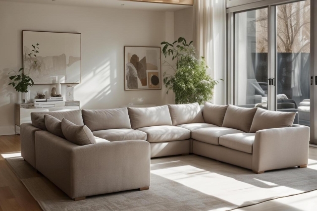 Metz 8 Seater U Shaped Sectional Corner Sofa - Grey