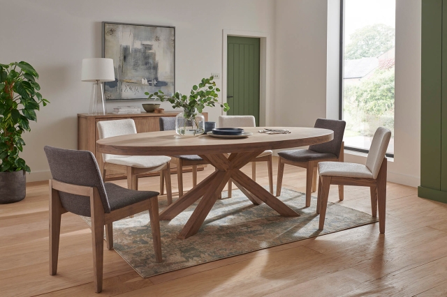 Feltz Smoked Oak 190cm Oval Dining Table Set with Chairs