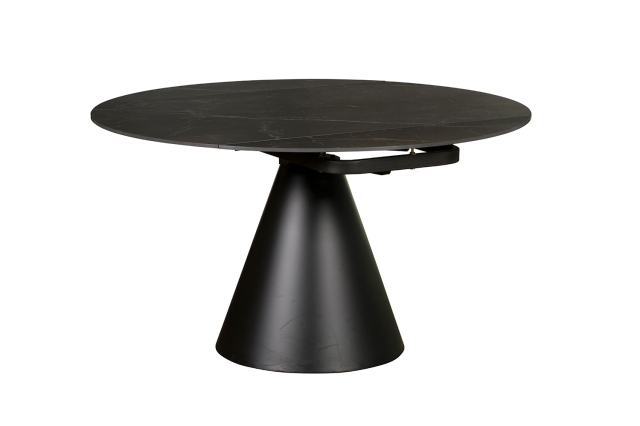Sintered Stone Rounded 85-135cm Twist Extending Dining Table in Black - Black
