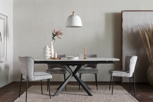 Sintered Stone 140-200cm Twist Extending Dining Table in White - White