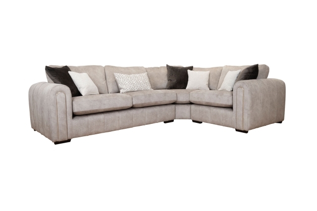 Glamour Plush Large 6 Seater Corner Sofa - Left Hand Facing - Grey