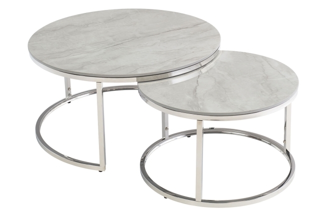 Houston Round Coffee Table Set in Vilas Grey
