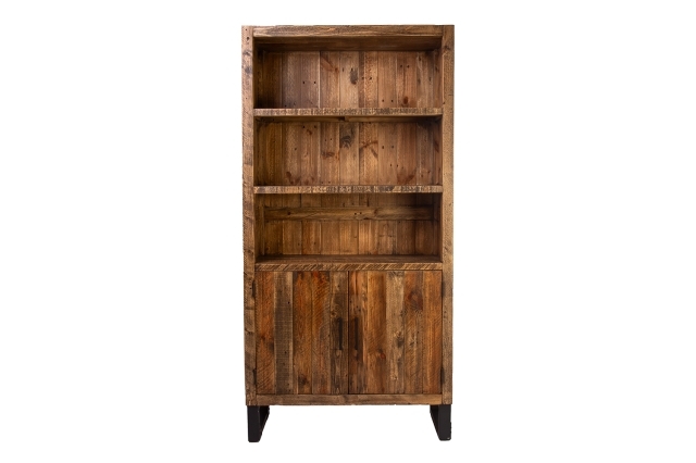 Boston Reclaimed Wood Industrial Bookcase Cupboard - Reclaimed
