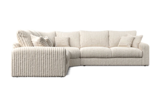 Chunky Cord Cream Right Hand Facing Large Corner Sofa Group - Fibre - Cream