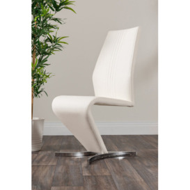 2x Willow White Faux Leather Chrome 'Z' Dining Chairs