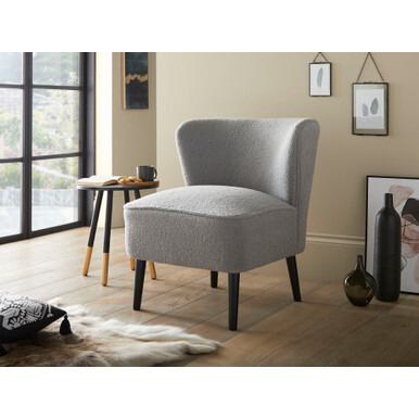 Malmesbury Boucle Accent chair Woolly Light Grey with Black Legs