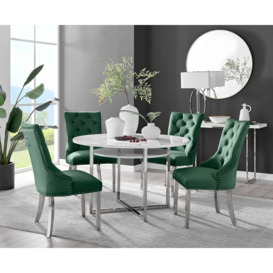 Adley White High Gloss Storage Dining Table & 4 Velvet Belgravia Chairs