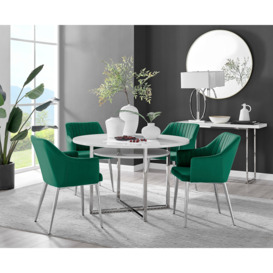 Adley White High Gloss Storage Dining Table & 4 Calla Silver Leg Chairs