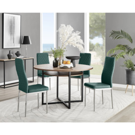 Adley Brown Wood Storage Dining Table & 4 Velvet Milan Chairs