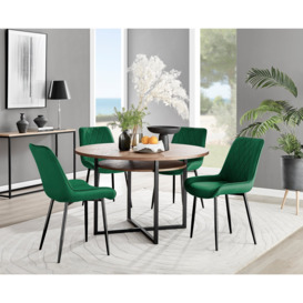Adley Brown Wood Storage Dining Table & 4 Pesaro Black Leg Chairs