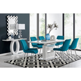 Arezzo Large Extending Dining Table and 6 Pesaro Silver Leg Chairs