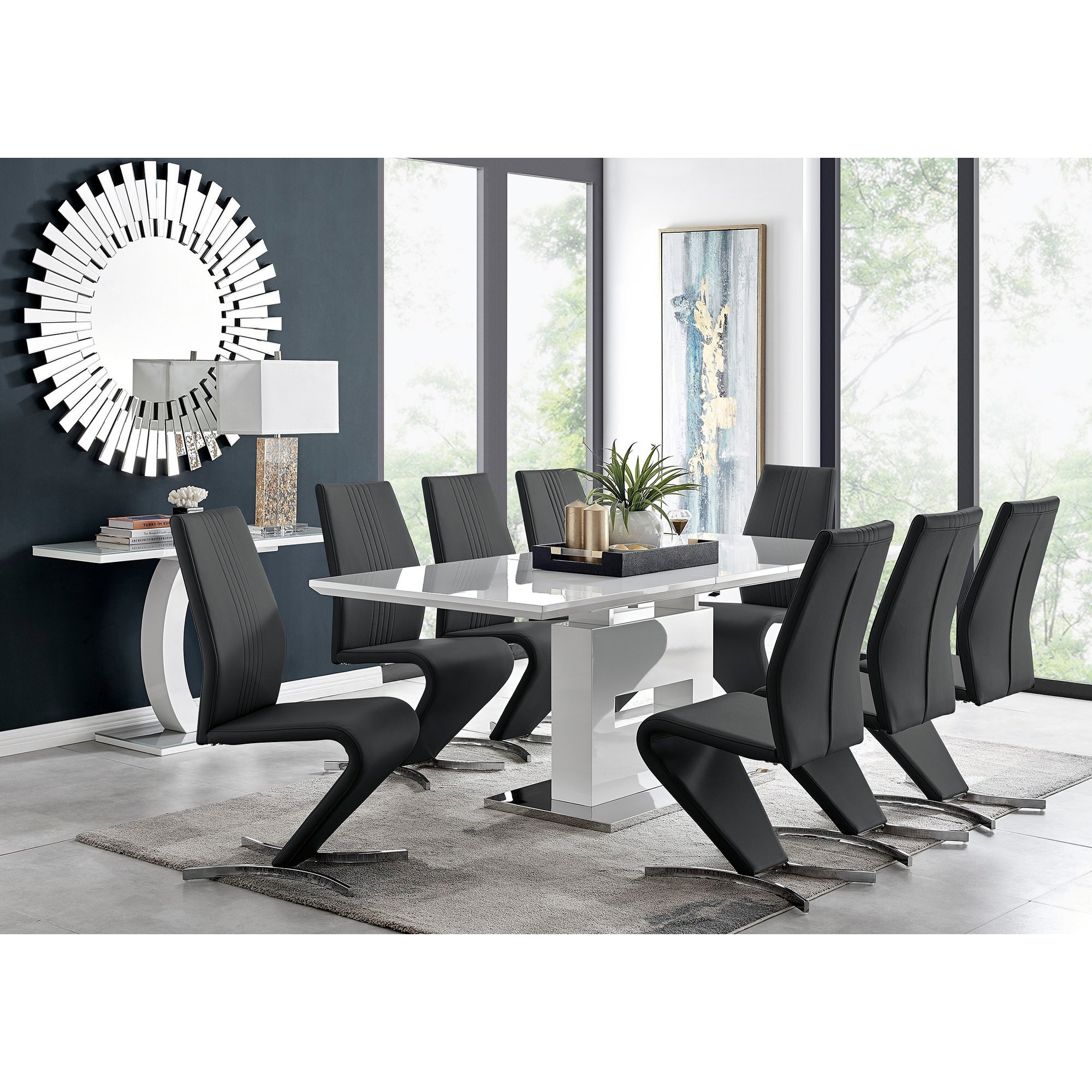 Arezzo Large Extending Dining Table and 8 Willow Chairs