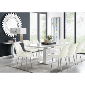 Arezzo Large Extending Dining Table and 8 Pesaro Silver Leg Chairs