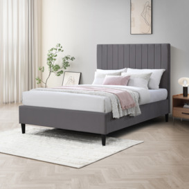 Aster Bed Frame in Grey Velvet