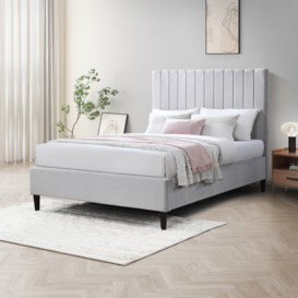 Aster Bed Frame in Light Grey Velvet