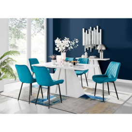 Athens White High Gloss Dining Table & 6 Pesaro Black Leg Chairs