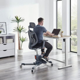 Atticus Adjustable Oak Office Desk with Anneka Bike Chair