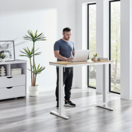 Atticus Height Adjustable Desk - Oak Effect and White Legs