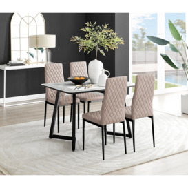 Carson White Marble Effect Dining Table & 4 Milan Black Leg Chairs