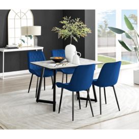 Carson White Marble Effect Dining Table & 4 Pesaro Black Leg Chairs