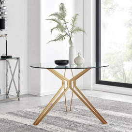 Cascina Gold Gold Metal and Glass Round Dining Table