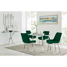 Cosmo Dining Table and 4 Pesaro Silver Leg Chairs