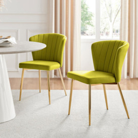 Danica Dining Chair Green Velvet Gold Legs x 2