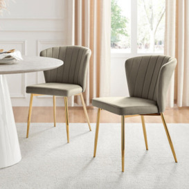 Danica Dining Chair Taupe Velvet Gold Legs x 2