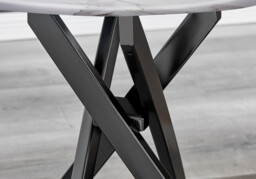 Novara Round White Marble Glass and Black Side Table - thumbnail 4