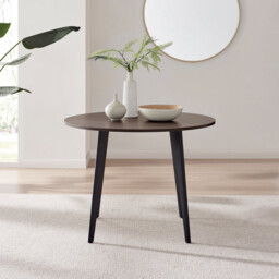 Koko Walnut Effect Round Dining Table & 4 Velvet Milan Black Leg Chairs - thumbnail 3
