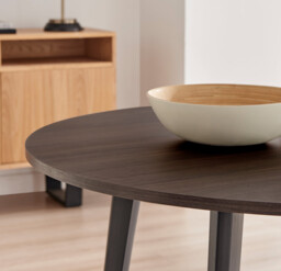 Koko Walnut Effect Round Dining Table & 4 Velvet Milan Black Leg Chairs - thumbnail 4