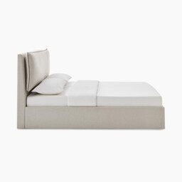 Tilly Beige & Brown Herringbone Fabric Ottoman Double Bed Frame - thumbnail 4