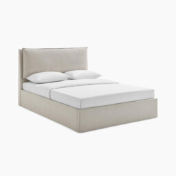 Tilly Beige & Brown Herringbone Fabric Ottoman Double Bed Frame - thumbnail 2