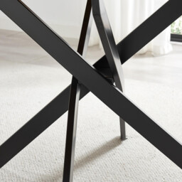Leonardo Rectangular Black Wood and Metal 6 Seater Dining Table - thumbnail 4
