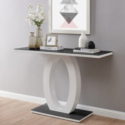Giovani Black Glass and White High Gloss Console Table
