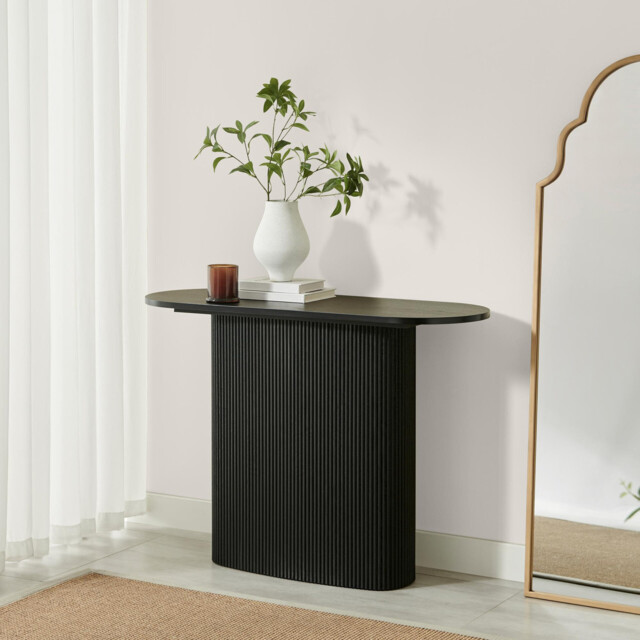 Penrose Rounded Black Wood Console Table - image 1