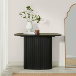 Penrose Rounded Black Wood Console Table - thumbnail 3