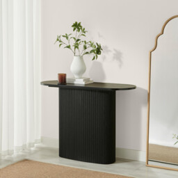 Penrose Rounded Black Wood Console Table - thumbnail 1