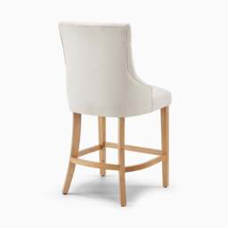 Furniturebox 2x Belgravia Beige Bar Chairs Oak Effect Legs, Fabric in Beige/Oak - Size: 54x106x57 cm - thumbnail 5