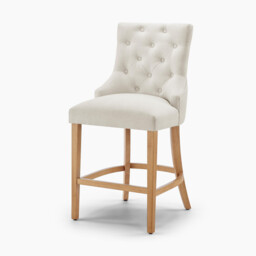 2x Belgravia Beige Fabric Bar Chairs Oak Effect Legs - thumbnail 3