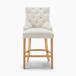 2x Belgravia Beige Fabric Bar Chairs Oak Effect Legs - thumbnail 4