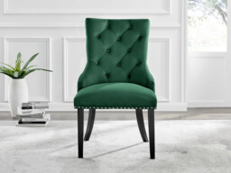 2x Belgravia Green Velvet Knockerback Dining Chairs Black Legs - thumbnail 2