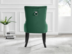 2x Belgravia Green Velvet Knockerback Dining Chairs Black Legs - thumbnail 4