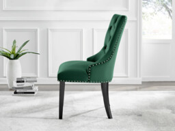 2x Belgravia Green Velvet Knockerback Dining Chairs Black Legs - thumbnail 3