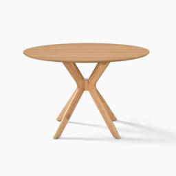 Mette Round Oak Veneer Wood 4-6 Seater Dining Table - thumbnail 3