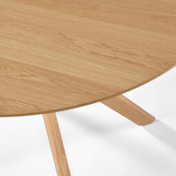 Mette Round Oak Veneer Wood 4-6 Seater Dining Table - thumbnail 4
