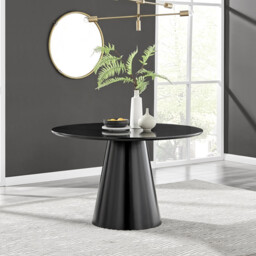 Palma Round Black Semi Gloss 4-6 Seater Dining Table - thumbnail 1