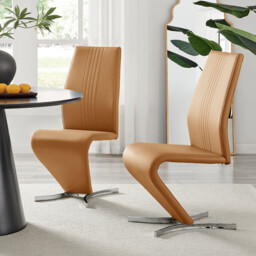 2x Willow Mustard Yellow Faux Leather 'Z' Dining Chairs - thumbnail 1